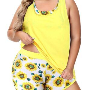 2pc Womens Plus Size Tankini Swimsuits Athletic Bathing Suit Boy Short